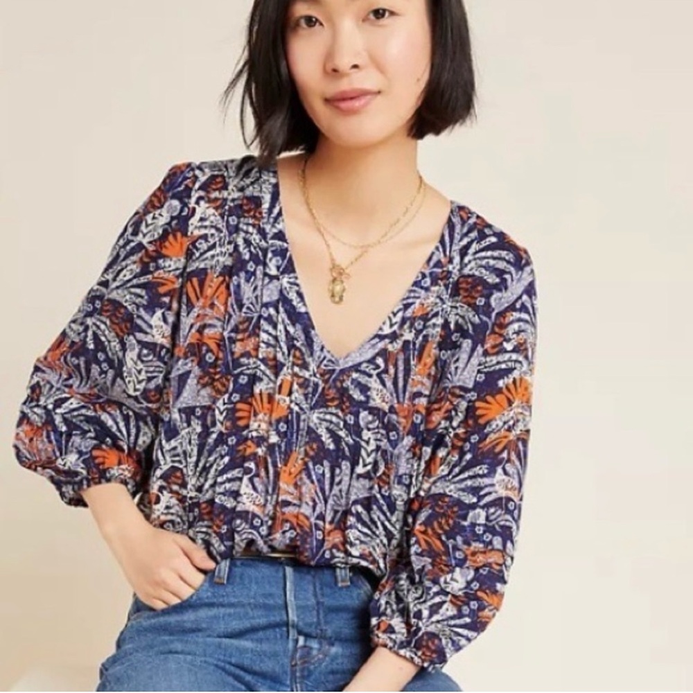 Maeve By Anthropologie Cathy Blouse Jungle Animals - Picture 1 of 5